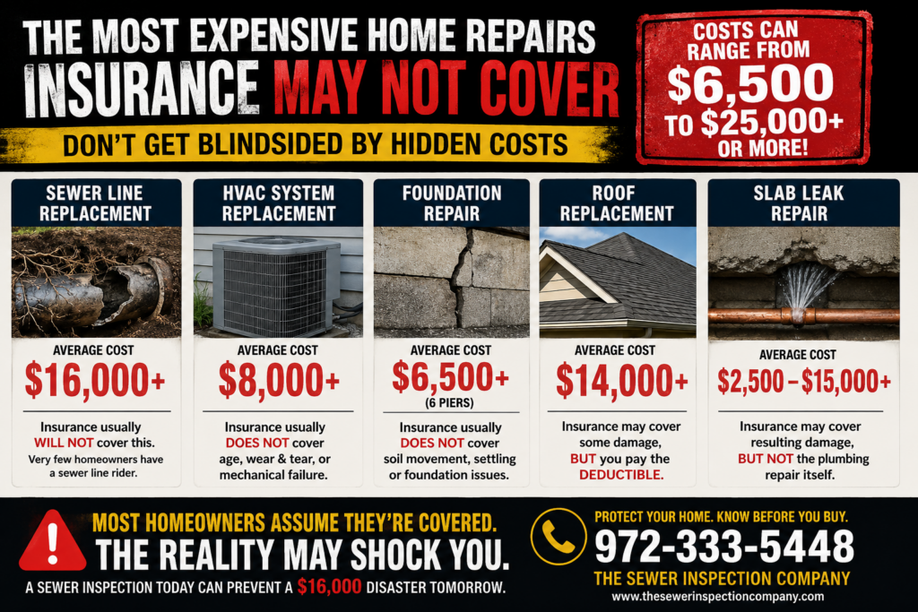 Sewer line replacement cost comparison showing expensive underground plumbing repairs in Plano TX
