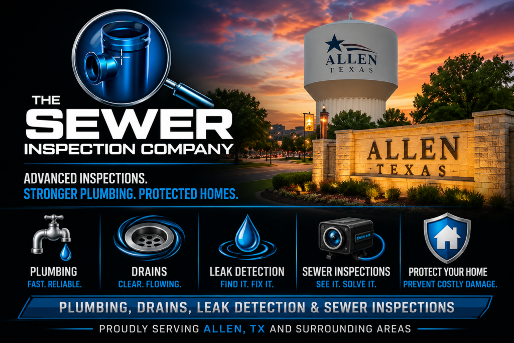 “Texas Master Plumber performing sewer camera inspection on tree root damaged sewer line in Allen TX”