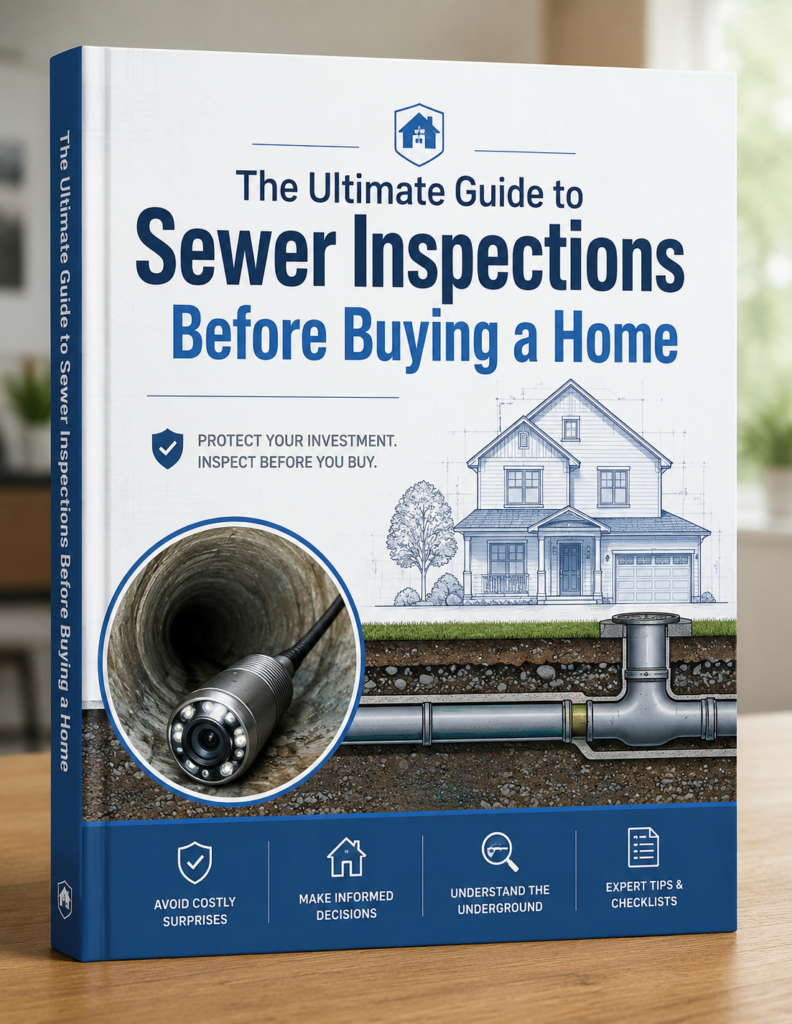 The Ultimate Guide to Sewer Inspections Before Buying a Home reference manual showing sewer camera inspection buyer checklist underground sewer line pipe roots bellies offsets and hidden sewer defects