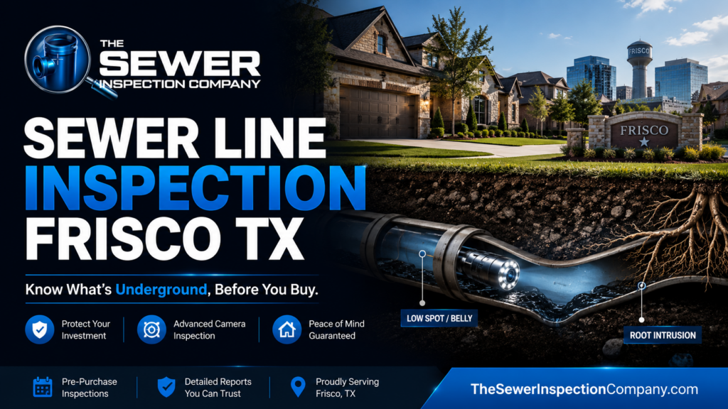 Sewer line inspection in Frisco TX with The Sewer Inspection Company for sewer camera inspections buyer sewer scopes roots bellies offsets and under slab sewer evaluations